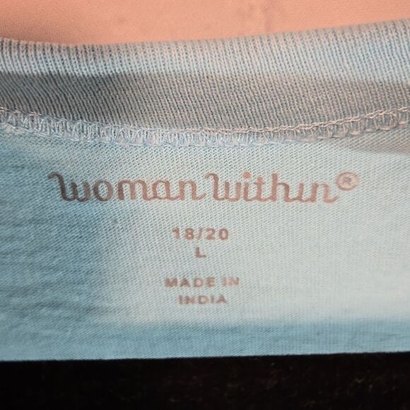 Woman Within Light Blue V Neck T Shirt Size 18/20 - Picture 4 of 8